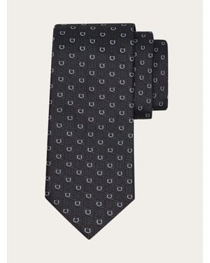 Ferragamo Gancini Silk Jacquard Tie - Black