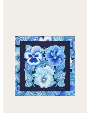 Ferragamo Brezza Print Silk Scarf - Blue