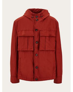 Ferragamo Herren Lange Jacke Mit Kapuze - Rot