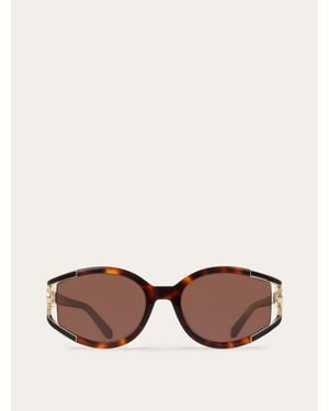 Ferragamo Oval Frame Sunglasses - Natural