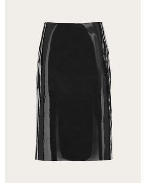 Ferragamo Patent-Leather Pencil Skirt - Black
