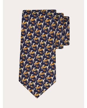 Ferragamo Hounds Print Silk Tie - Multicolour