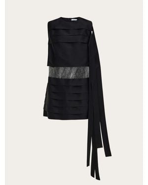 Ferragamo Mini Dress With Lace Detail - Black