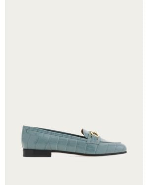 Ferragamo Gancini Ornament Moccasin - Blue