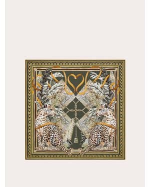 Ferragamo Damen Seidenhalstuch Mit Raubkatzen-Print - Mettallic