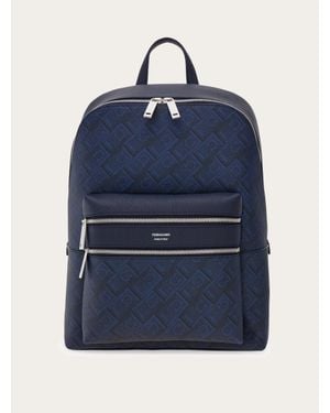 Ferragamo Embossed Gancini Backpack - Blue