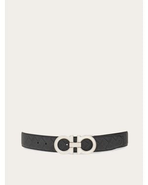 Ferragamo Reversible And Adjustable Gancini Belt - White