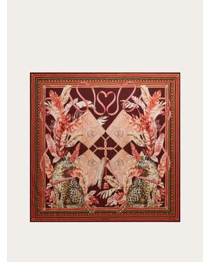 Ferragamo Damen Schultertuch Aus Kaschmir Mit Raubkatzen-Print - Pink