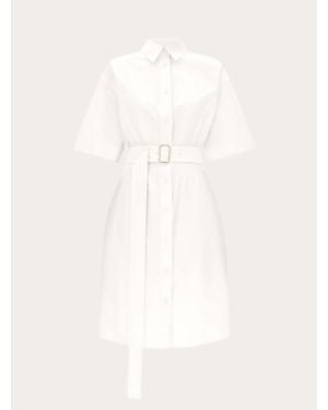 Ferragamo Cotton And Silk Shirt Dress - Natural