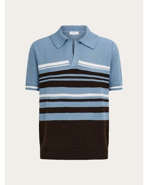 Ferragamo Cotton Knit Polo Shirt - Blue