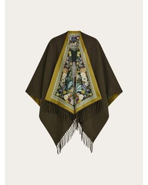 Ferragamo Garden Print Reversible Cape - Green