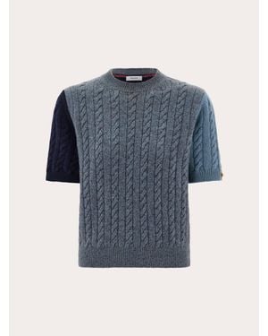 Ferragamo Short Sleeve Cable Knit Top - Blue