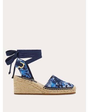 Ferragamo Carnation Print Espadrilles .5 - Blue