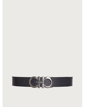 Ferragamo Uomo Cintura Reversibile E Regolabile Gancini - Nero