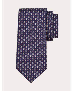 Ferragamo Fido Print Silk Tie - Blue