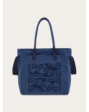 Ferragamo Tote Bag With Logo - Blue