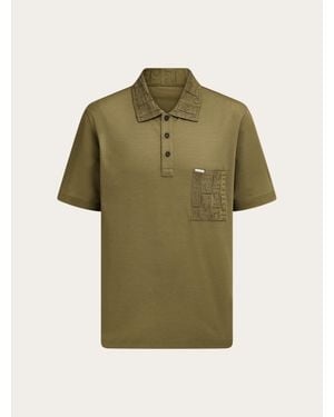 Ferragamo Short-Sleeved Polo Shirt With Pocket Detail - Green