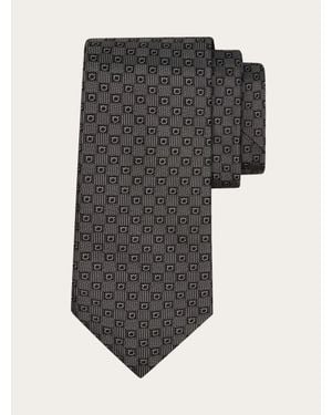 Ferragamo Gancini Silk Jacquard Tie - Black