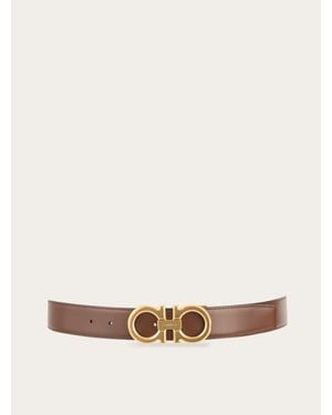 Ferragamo Reversible And Adjustable Gancini Belt - Natural