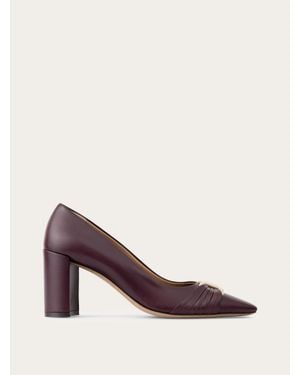 Ferragamo Gancini Ornament Pump With Bock Heel - Purple