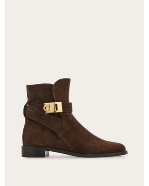 Ferragamo Hug Buckle Ankle Boot - Brown