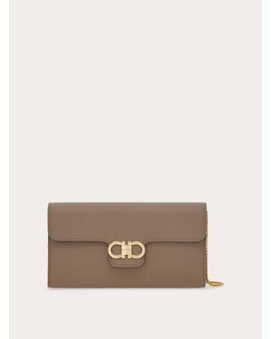 Ferragamo Gancini Wallet On Chain - Natural