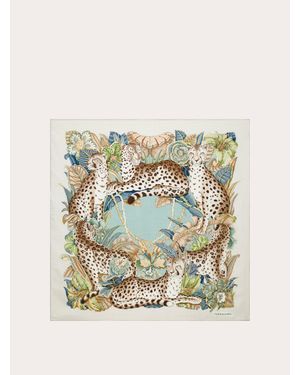 Ferragamo Cheetahs Print Silk Scarf - Natural