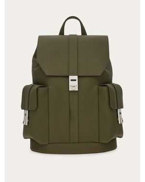 Ferragamo Utility Backpack With Hug Buckles - Green