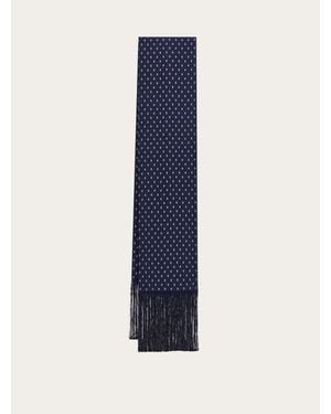 Ferragamo Micro Gancini Print Silk Scarf - Blue