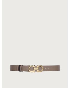 Ferragamo Reversible And Adjustable Gancini Belt - Natural