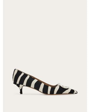Ferragamo Maxi Gancini Embellished Pump - White