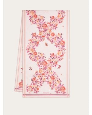 Ferragamo Damen Seidenschal Mit Ramage-Print - Pink