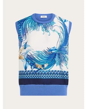 Ferragamo Feather Show Print Sleeveless Jumper - Blue