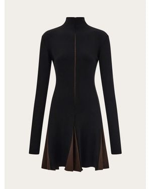 Ferragamo Dress With Contrasting Inserts - Black