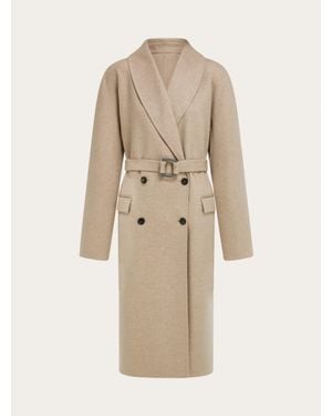 Ferragamo Damen Zweireihiger Mantel - Natur
