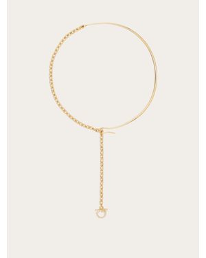 Ferragamo Crystal Embellished Gancini Necklace - Natural