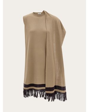 Ferragamo Mini Dress With Fringe Detail - Natural