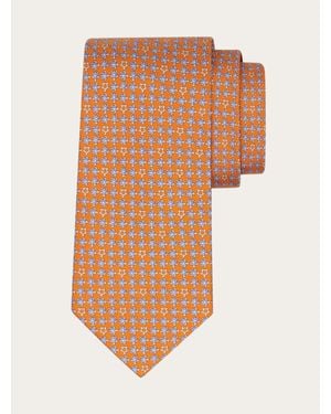 Ferragamo Turtles Print Silk Tie - Orange