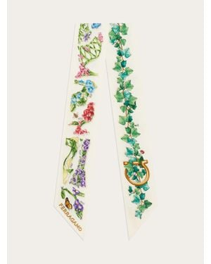 Ferragamo Eden Shoes Print Silk Mini Bandeau - White