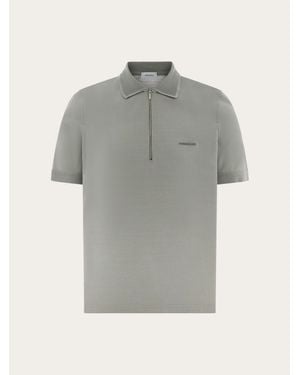 Ferragamo Herren Polohemd Mit Reißverschluss - Grau