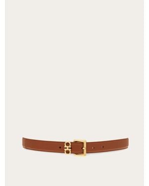 Ferragamo Double Gancini Fixed Belt - White
