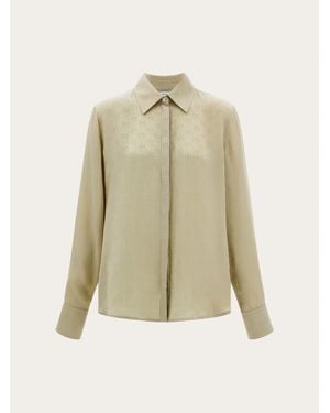 Ferragamo Monogram Silk Shirt - Natural