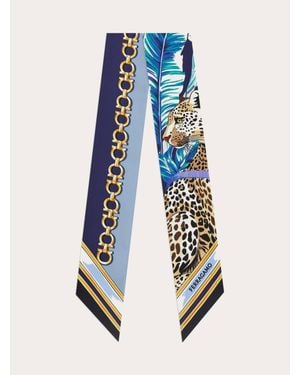 Ferragamo Felini-Print Silk Mini Bandeau - Blue
