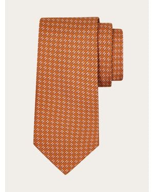 Ferragamo Brackets Print Silk Tie - Orange