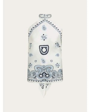 Ferragamo Arabesque Print Foulard Top - White