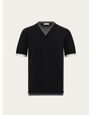 Ferragamo Layered Knitted T-Shirt - Black