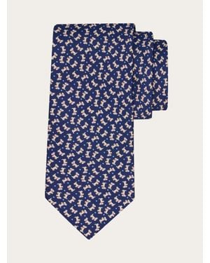 Ferragamo Charlie Print Silk Tie - Blue