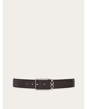 Ferragamo Reversible And Adjustable Gancini Belt - White