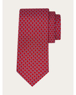 Ferragamo Gancini Print Silk Tie - Red