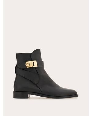 Ferragamo Hug Buckle Ankle Boot - Black